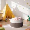 image:imageOIAHOMY 90L Blanket Basket for Living Room Large Basket 23 x 23 x 13 with Handle Laundry Hamper for Blankets Pillows Toy Storage for Kids Dogs  Brown amp WhiteBrown  White