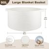 image:imageOIAHOMY 90L Blanket Basket for Living Room Large Basket 23 x 23 x 13 with Handle Laundry Hamper for Blankets Pillows Toy Storage for Kids Dogs  Brown amp WhiteWhite