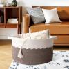 image:imageOIAHOMY 90L Blanket Basket for Living Room Large Basket 23 x 23 x 13 with Handle Laundry Hamper for Blankets Pillows Toy Storage for Kids Dogs  Brown amp WhiteBrown  White