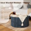 image:imageOIAHOMY 90L Blanket Basket for Living Room Large Basket 23 x 23 x 13 with Handle Laundry Hamper for Blankets Pillows Toy Storage for Kids Dogs  Brown amp WhiteBlue