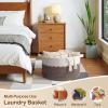 image:imageOIAHOMY 90L Blanket Basket for Living Room Large Basket 23 x 23 x 13 with Handle Laundry Hamper for Blankets Pillows Toy Storage for Kids Dogs  Brown amp WhiteBrown  White