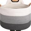image:imageOIAHOMY 90L Blanket Basket for Living Room Large Basket 23 x 23 x 13 with Handle Laundry Hamper for Blankets Pillows Toy Storage for Kids Dogs  Brown amp WhiteGradient Grey