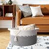 image:imageOIAHOMY 90L Blanket Basket for Living Room Large Basket 23 x 23 x 13 with Handle Laundry Hamper for Blankets Pillows Toy Storage for Kids Dogs  Brown amp WhiteGrey  White