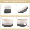 image:imageOIAHOMY 90L Blanket Basket for Living Room Large Basket 23 x 23 x 13 with Handle Laundry Hamper for Blankets Pillows Toy Storage for Kids Dogs  Brown amp WhiteBlack and White