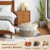image:imageOIAHOMY 90L Blanket Basket for Living Room Large Basket 23 x 23 x 13 with Handle Laundry Hamper for Blankets Pillows Toy Storage for Kids Dogs  Brown amp WhiteLight Brown  White
