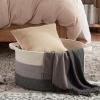 image:imageOIAHOMY 90L Blanket Basket for Living Room Large Basket 23 x 23 x 13 with Handle Laundry Hamper for Blankets Pillows Toy Storage for Kids Dogs  Brown amp WhiteGradient Grey