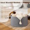 image:imageOIAHOMY 90L Blanket Basket for Living Room Large Basket 23 x 23 x 13 with Handle Laundry Hamper for Blankets Pillows Toy Storage for Kids Dogs  Brown amp WhiteLight Grey