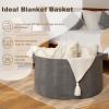 image:imageOIAHOMY 90L Blanket Basket for Living Room Large Basket 23 x 23 x 13 with Handle Laundry Hamper for Blankets Pillows Toy Storage for Kids Dogs  Brown amp WhiteGrey