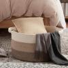 image:imageOIAHOMY 90L Blanket Basket for Living Room Large Basket 23 x 23 x 13 with Handle Laundry Hamper for Blankets Pillows Toy Storage for Kids Dogs  Brown amp WhiteGradient Brown
