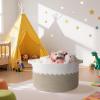 image:imageOIAHOMY 90L Blanket Basket for Living Room Large Basket 23 x 23 x 13 with Handle Laundry Hamper for Blankets Pillows Toy Storage for Kids Dogs  Brown amp WhiteLight Brown  White