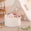 image:imageOIAHOMY 90L Blanket Basket for Living Room Large Basket 23 x 23 x 13 with Handle Laundry Hamper for Blankets Pillows Toy Storage for Kids Dogs  Brown amp WhiteWhite