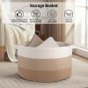 image:imageOIAHOMY 90L Blanket Basket for Living Room Large Basket 23 x 23 x 13 with Handle Laundry Hamper for Blankets Pillows Toy Storage for Kids Dogs  Brown amp WhiteGardient Light Brown