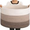 image:imageOIAHOMY 90L Blanket Basket for Living Room Large Basket 23 x 23 x 13 with Handle Laundry Hamper for Blankets Pillows Toy Storage for Kids Dogs  Brown amp WhiteGradient Brown