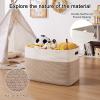 image:imageOIAHOMY 108L Extra Large Blanket Basket 25x16x16 Laundry Basket Blanket Storage for Living Room Dog Toy Storage with Handle  Brown amp WhiteBrown  White