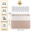 image:imageOIAHOMY 108L Extra Large Blanket Basket 25x16x16 Laundry Basket Blanket Storage for Living Room Dog Toy Storage with Handle  Brown amp WhiteBrown  White