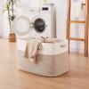 image:imageOIAHOMY 108L Extra Large Blanket Basket 25x16x16 Laundry Basket Blanket Storage for Living Room Dog Toy Storage with Handle  Brown amp WhiteBrown  White