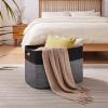 image:imageOIAHOMY 108L Extra Large Blanket Basket 25x16x16 Laundry Basket Blanket Storage for Living Room Dog Toy Storage with Handle  Brown amp WhiteGrey  Black