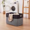 image:imageOIAHOMY 108L Extra Large Blanket Basket 25x16x16 Laundry Basket Blanket Storage for Living Room Dog Toy Storage with Handle  Brown amp WhiteGrey  Black
