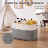 image:imageOIAHOMY 108L Extra Large Blanket Basket 25x16x16 Laundry Basket Blanket Storage for Living Room Dog Toy Storage with Handle  Brown amp WhiteGrey  White