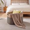 image:imageOIAHOMY 108L Extra Large Blanket Basket 25x16x16 Laundry Basket Blanket Storage for Living Room Dog Toy Storage with Handle  Brown amp WhiteYellow  Black