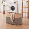 image:imageOIAHOMY 108L Extra Large Blanket Basket 25x16x16 Laundry Basket Blanket Storage for Living Room Dog Toy Storage with Handle  Brown amp WhiteYellow  Black