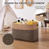 image:imageOIAHOMY 108L Extra Large Blanket Basket 25x16x16 Laundry Basket Blanket Storage for Living Room Dog Toy Storage with Handle  Brown amp WhiteYellow  Black
