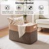 image:imageOIAHOMY 108L Extra Large Blanket Basket 25x16x16 Laundry Basket Blanket Storage for Living Room Dog Toy Storage with Handle  Brown amp WhiteYellow  Black