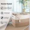 image:imageOIAHOMY 108L Super Large Blanket Basket 25x16x16108L Rectangle Woven Baskets for Storage Cotton Rope Basket For Living Room Toy Storage with Handle Gradient Dark BrownGradient Light Brown
