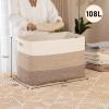 image:imageOIAHOMY 108L Super Large Blanket Basket 25x16x16108L Rectangle Woven Baskets for Storage Cotton Rope Basket For Living Room Toy Storage with Handle Gradient Dark BrownGradient Brown