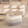 image:imageOIAHOMY 108L Super Large Blanket Basket 25x16x16108L Rectangle Woven Baskets for Storage Cotton Rope Basket For Living Room Toy Storage with Handle Gradient Dark BrownGradient Grey