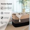 image:imageOIAHOMY 108L Super Large Blanket Basket 25x16x16108L Rectangle Woven Baskets for Storage Cotton Rope Basket For Living Room Toy Storage with Handle Gradient Dark BrownYellow and Black