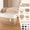 image:imageOIAHOMY 108L Super Large Blanket Basket 25x16x16108L Rectangle Woven Baskets for Storage Cotton Rope Basket For Living Room Toy Storage with Handle Gradient Dark BrownGradient Light Brown