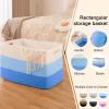 image:imageOIAHOMY 108L Super Large Blanket Basket 25x16x16108L Rectangle Woven Baskets for Storage Cotton Rope Basket For Living Room Toy Storage with Handle Gradient Dark BrownGradient Light Blue