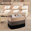 image:imageOIAHOMY 108L Super Large Blanket Basket 25x16x16108L Rectangle Woven Baskets for Storage Cotton Rope Basket For Living Room Toy Storage with Handle Gradient Dark BrownYellow and Black
