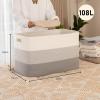 image:imageOIAHOMY 108L Super Large Blanket Basket 25x16x16108L Rectangle Woven Baskets for Storage Cotton Rope Basket For Living Room Toy Storage with Handle Gradient Dark BrownGradient Grey