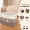 image:imageOIAHOMY 108L Super Large Blanket Basket 25x16x16108L Rectangle Woven Baskets for Storage Cotton Rope Basket For Living Room Toy Storage with Handle Gradient Dark BrownGradient Dark Brown