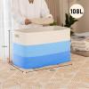 image:imageOIAHOMY 108L Super Large Blanket Basket 25x16x16108L Rectangle Woven Baskets for Storage Cotton Rope Basket For Living Room Toy Storage with Handle Gradient Dark BrownGradient Light Blue