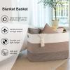 image:imageOIAHOMY 108L Super Large Blanket Basket 25x16x16108L Rectangle Woven Baskets for Storage Cotton Rope Basket For Living Room Toy Storage with Handle Gradient Dark BrownGradient Dark Brown
