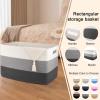 image:imageOIAHOMY 108L Super Large Blanket Basket 25x16x16108L Rectangle Woven Baskets for Storage Cotton Rope Basket For Living Room Toy Storage with Handle Gradient Dark BrownGradient Dark Grey