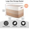image:imageOIAHOMY 108L Super Large Blanket Basket 25x16x16108L Rectangle Woven Baskets for Storage Cotton Rope Basket For Living Room Toy Storage with Handle Gradient Dark BrownGradient Light Brown