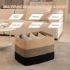 image:imageOIAHOMY 108L Super Large Blanket Basket 25x16x16108L Rectangle Woven Baskets for Storage Cotton Rope Basket For Living Room Toy Storage with Handle Gradient Dark BrownYellow Black
