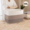 image:imageOIAHOMY 108L Super Large Blanket Basket 25x16x16108L Rectangle Woven Baskets for Storage Cotton Rope Basket For Living Room Toy Storage with Handle Gradient Dark BrownGradient Dark Brown