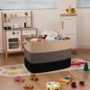 image:imageOIAHOMY 108L Super Large Blanket Basket 25x16x16108L Rectangle Woven Baskets for Storage Cotton Rope Basket For Living Room Toy Storage with Handle Gradient Dark BrownYellow and Black