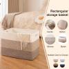 image:imageOIAHOMY 108L Super Large Blanket Basket 25x16x16108L Rectangle Woven Baskets for Storage Cotton Rope Basket For Living Room Toy Storage with Handle Gradient Dark BrownGradient Brown
