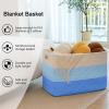 image:imageOIAHOMY 108L Super Large Blanket Basket 25x16x16108L Rectangle Woven Baskets for Storage Cotton Rope Basket For Living Room Toy Storage with Handle Gradient Dark BrownGradient Light Blue
