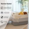 image:imageOIAHOMY 108L Super Large Blanket Basket 25x16x16108L Rectangle Woven Baskets for Storage Cotton Rope Basket For Living Room Toy Storage with Handle Gradient Dark BrownGradient Grey