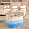 image:imageOIAHOMY 108L Super Large Blanket Basket 25x16x16108L Rectangle Woven Baskets for Storage Cotton Rope Basket For Living Room Toy Storage with Handle Gradient Dark BrownGradient Light Blue