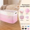 image:imageOIAHOMY 108L Super Large Blanket Basket 25x16x16108L Rectangle Woven Baskets for Storage Cotton Rope Basket For Living Room Toy Storage with Handle Gradient Dark BrownPinkWhite
