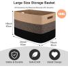 image:imageOIAHOMY 108L Super Large Blanket Basket 25x16x16108L Rectangle Woven Baskets for Storage Cotton Rope Basket For Living Room Toy Storage with Handle Gradient Dark BrownYellow and Black