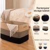 image:imageOIAHOMY 108L Super Large Blanket Basket 25x16x16108L Rectangle Woven Baskets for Storage Cotton Rope Basket For Living Room Toy Storage with Handle Gradient Dark BrownYellow Black